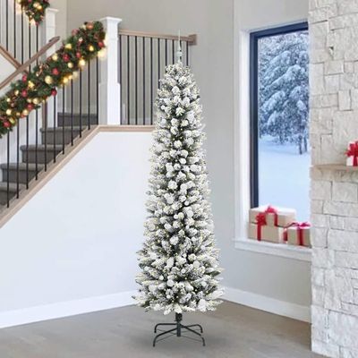 vidaXL Umelý vianočný stromček Biela 240 cm PVC, kov a plast