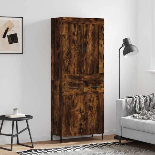 vidaXL Vysoká skrinka dymový dub 69,5x34x180 cm spracované drevo