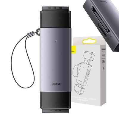 Čítačka pamäťových kariet SD/TF série Baseus Lite, USB + USB-C (sivá)