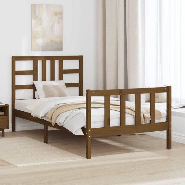 vidaXL Rám postele s čelom medovohnedý 100x200 cm masívne drevo