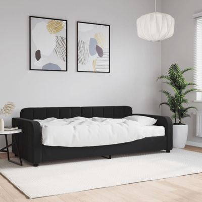 vidaXL Denná posteľ s matracom čierna 90x190 cm zamat
