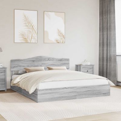 vidaXL Úložná posteľ Sivý Sonoma 200 x 200 cm Kompozitné drevo