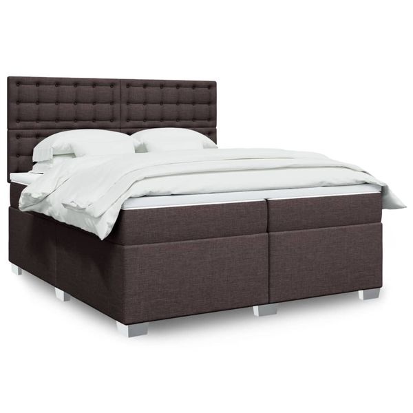 vidaXL Boxspring posteľ s matracom tmavohnedá 200x200 cm látka