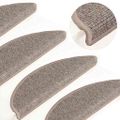 vidaXL Schodové rohože 15 ks 56x17x3 cm tmavobéžové polkruhové