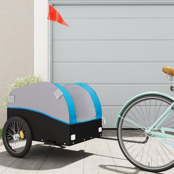 vidaXL Vozík za bicykel, čierno modrý 45 kg, železo
