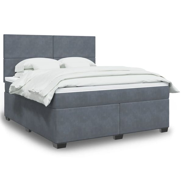 vidaXL Posteľný rám boxspring s matracom tmavosivý 180x200 cm zamat