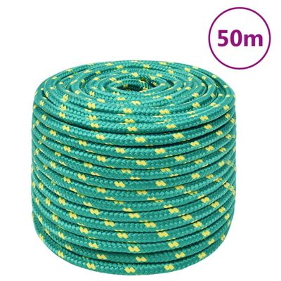 vidaXL Lodné lano zelené 14 mm 50 m polypropylén