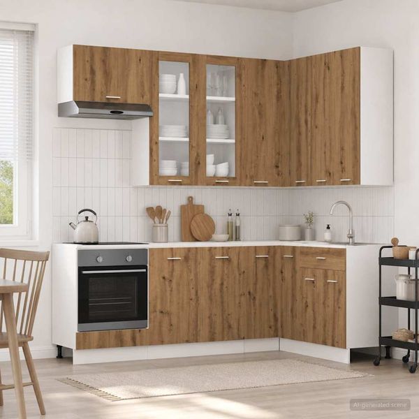 vidaXL Kuchynská jednotka LYON 8 ks Dub artisan Kompozitné drevo