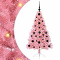 vidaXL Umelý predsvietený vianočný stromček Ružová 120 cm PVC