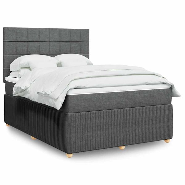 vidaXL Boxspring posteľ s matracom tmavosivá 160x200 cm látka