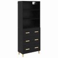 vidaXL Highboard Čierny dub 69,5 x 32,5 x 180 cm Kompozitné drevo