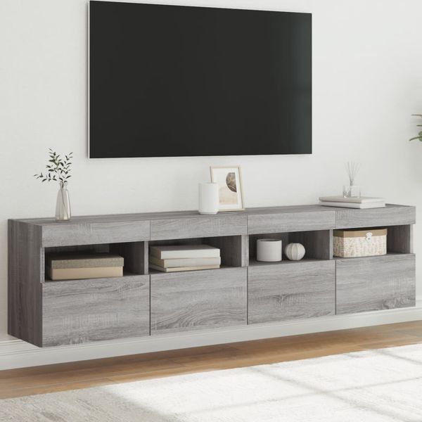 vidaXL TV nástenné skrinky s LED svetlami 2 ks sivé sonoma 80x30x40 cm