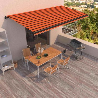 vidaXL Manuálne zaťahovacia markíza 600x300 cm oranžová a hnedá