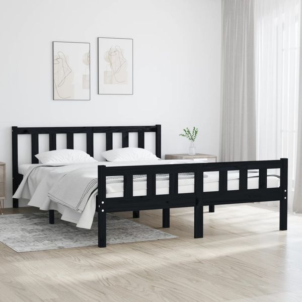 vidaXL Posteľný rám čierny drevený masív 120x190 cm malé dvojlôžko