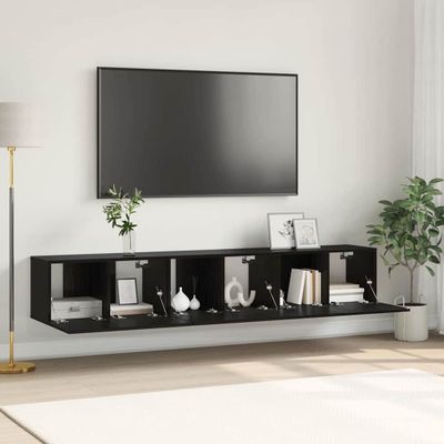 vidaXL Zostava TV skriniek Nástenný 3 pcs Čierna 60 x 30 x 30 cm
