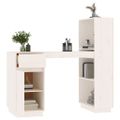 vidaXL Stolík biely 110x53x117 cm masívne borovicové drevo