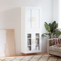 vidaXL Vysoká skrinka biela 69,5x34x180 cm spracované drevo