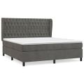 vidaXL Posteľný rám boxspring s matracom tmavosivý 180x200 cm zamat