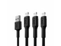Green Cell KABGCSET06 set 3 rýchlonabíjacích káblov USB - Lightning 200cm biela LED