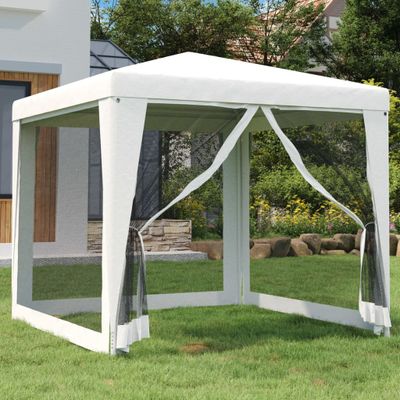 vidaXL Párty stan so 4 sieťkovanými bočnými stenami 2,5x2,5 m biely