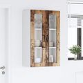 vidaXL Nástenný sklenený kabinet PORTO Staré drevo 60 x 31 x 100 cm
