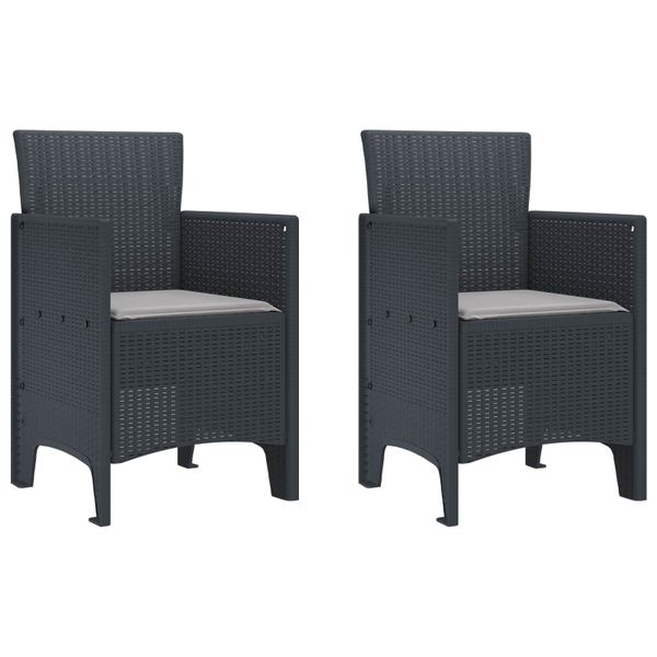 vidaXL Záhradná stolička 2 pcs Antracit 53 x 49 x 85 cm Polypropylén