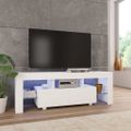 vidaXL TV skrinka s LED svetlami, vysoký lesk, biela 130x35x45 cm