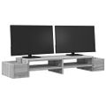 vidaXL Stojan na monitor s policou sivý sonoma 100x27x15 cm komp.drevo