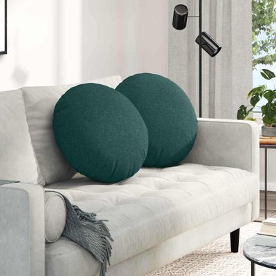 vidaXL Vankúše na sedenie 2 pcs Tmavozelená Ø50 x 19 cm látka