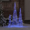 vidaXL Vianočný stromček 3 ks 90 LED Modrá 20 x 20 x 80 cm Akryl