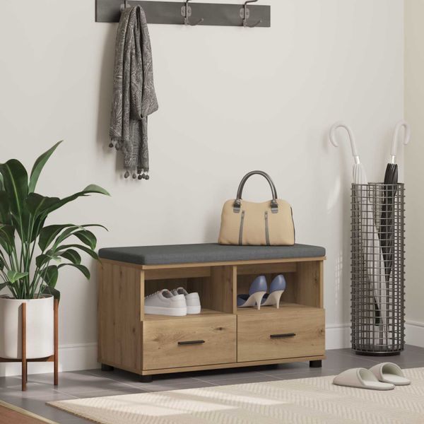vidaXL Predsieňová lavica s vankúšom Remeselný Dub 80 x 38 x 46 cm