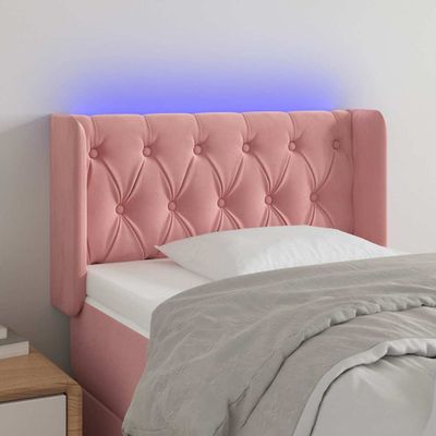 vidaXL Čelo postele s LED ružové 83x16x78/88 cm zamat