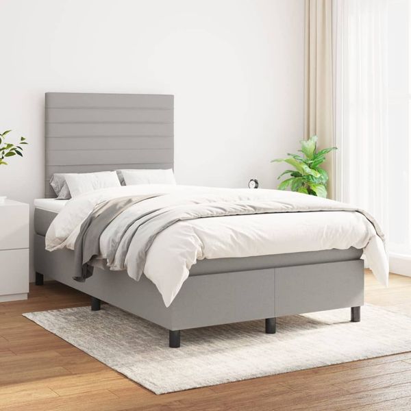 vidaXL Boxspring posteľ s matracom bledosivá 120x200 cm látka