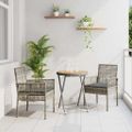 vidaXL Záhradný bistro set 3 ks Sivá polyratan