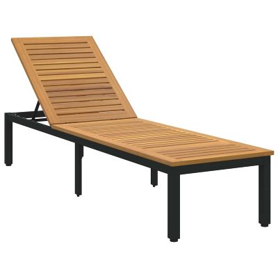 vidaXL Ležadlo Čierna 200 x 55 x 35 cm Pevné akáciové drevo