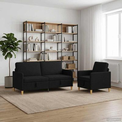 vidaXL Súprava pohovky s úložným priestorom 2 ks Čierna Polyester