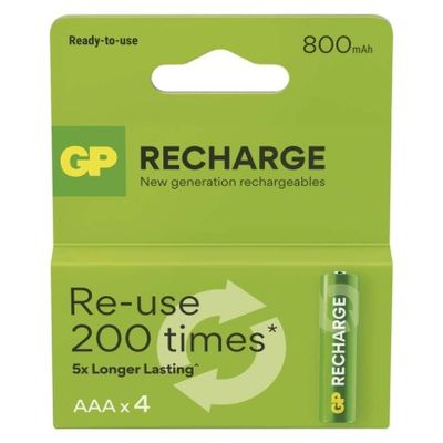 Nabíjače batérie GP Recharge 800 AAA (HR03), 4ks --CENA BLISTR--