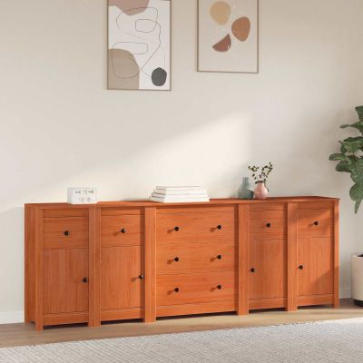 vidaXL Servírovacia skriňa 5 ks Vosková Hnedá 226 x 35 x 80 cm