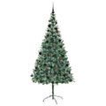 vidaXL Umelý vianočný stromček s 300 LED-i Zelená 210 cm PVC a oceľ