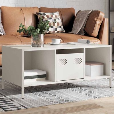vidaXL Konferenčný stolík biely 101,5x50x43,5 cm oceľ