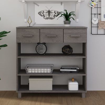 vidaXL Konzolový stolík HAMAR, svetlosivý 90x35x90 cm, borovica