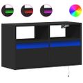 vidaXL TV nástenná skrinka s LED svetlami čierna 80x31x45 cm