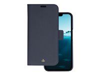 Pouzdro s klopou pro mobilní telefon - 2-v-1 - písmové hnědé úplety z udržitelné kůže - modrá pacifik - pro Apple iPhone 14