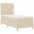 vidaXL Posteľ s pružinovým rámom s matracmi Krémová 100 x 200 cm látka