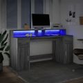 vidaXL Stôl s LED svetlami sivá sonoma 160x55x91 cm kompozitné drevo