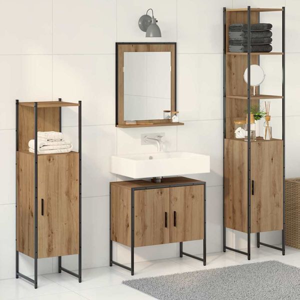 vidaXL Sada kúpeľňového nábytku 4 pcs Hnedá 33 x 33 x 185.5 cm