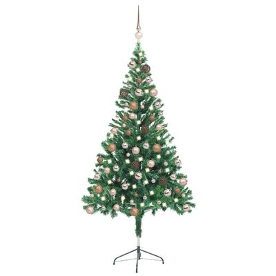 vidaXL Osvetlený umelý vianočný stromček+gule 150 cm, 380 vetvičiek