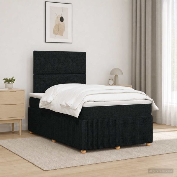 vidaXL Posteľ boxspring s matracom Čierna 120 x 190 cm Látka