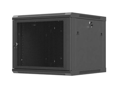 Lanberg nástenná inštalačná skriňa 19'' 9U 600X600 čierne perforované dvere (ploché balenie)
