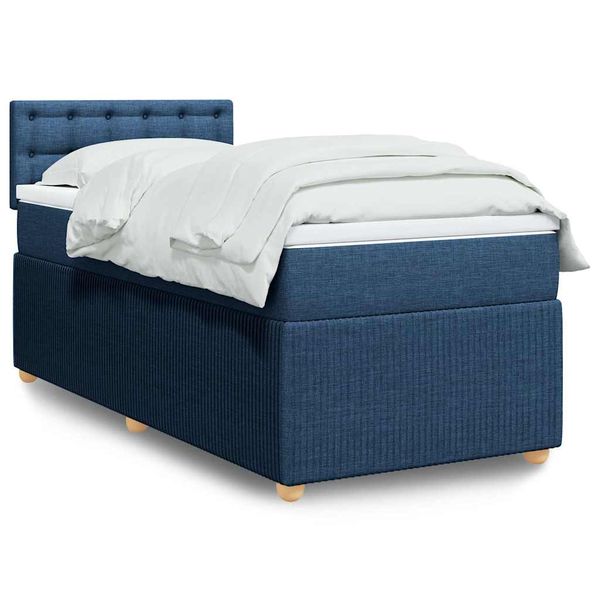 vidaXL Posteľný rám boxspring s matracom modrý 90x200 cm látka